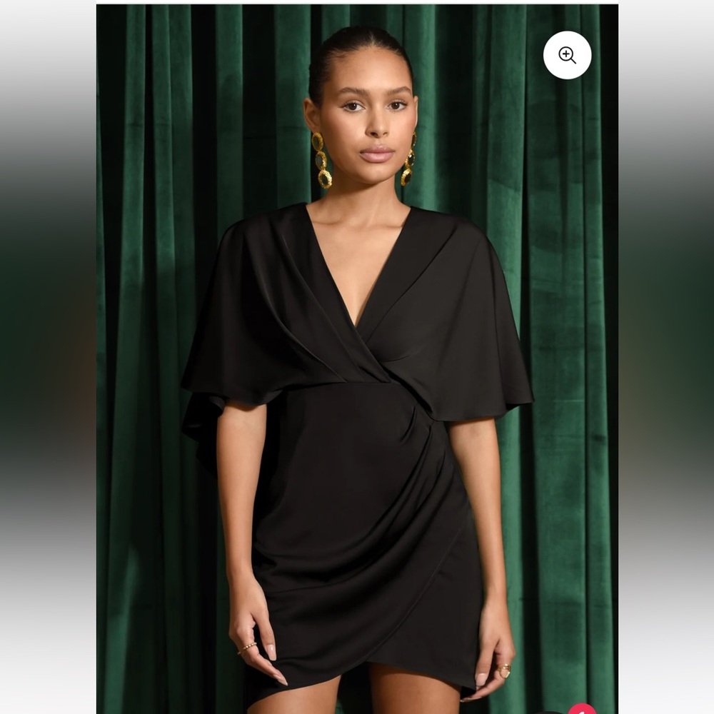 Adelyn Rae cape mini dress, black, size small